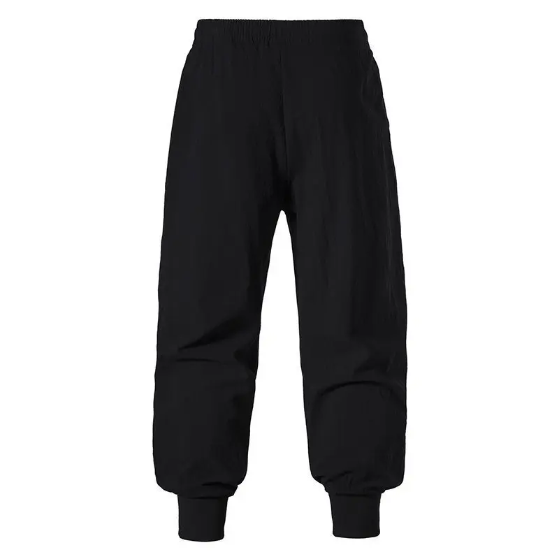 Men's Cotton-linen Blend Casual Pants for Spring and Summer, Available in Red, Yellow, Khaki; Elastic Waistband with Drawstring.