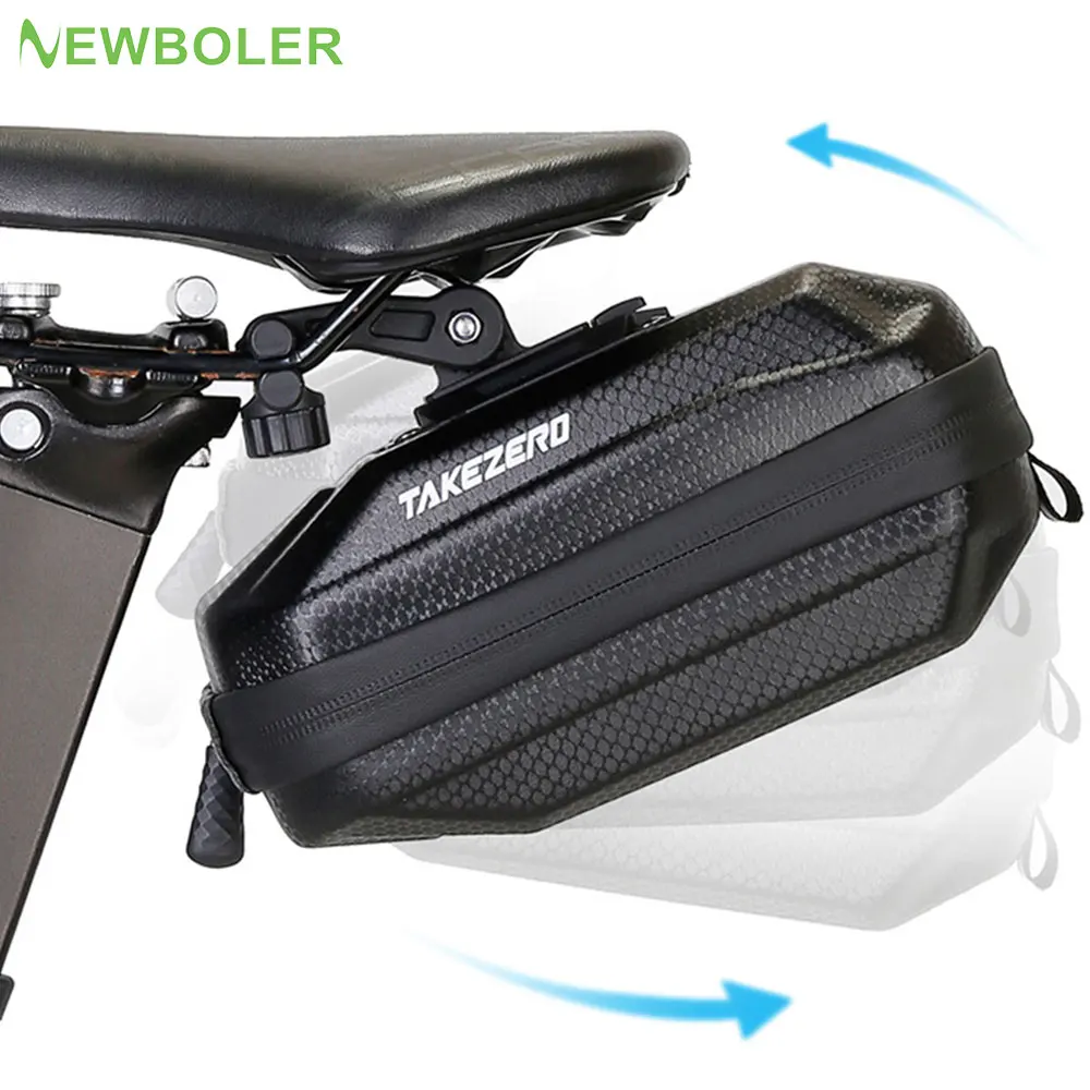 Portable Adjustable Bicycle Saddle Bag Large Capatity Bicycle Storage Saddle Bag Quick Release Hard Shell Bike Seatpost Rear Bag