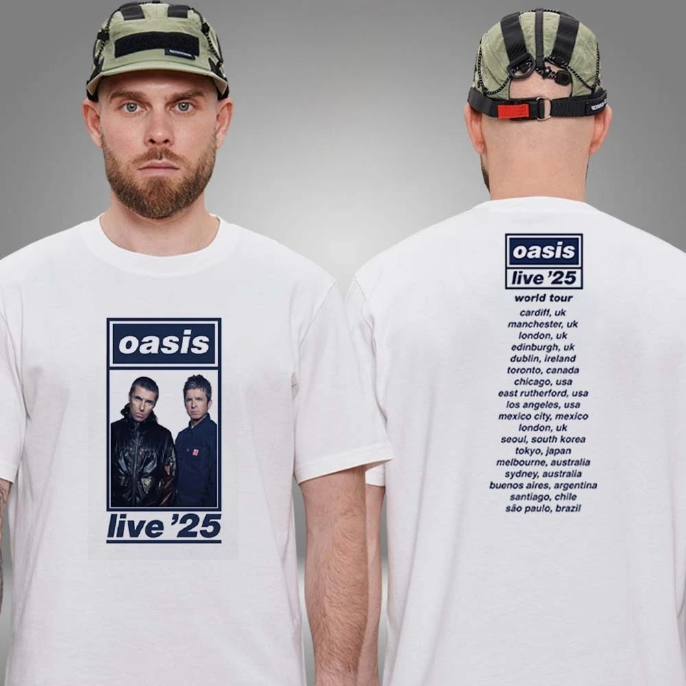 تي شيرت Fit Oasis Live '25 Manchester Heaton Park ذو وجهين للجنسين تي شيرت فاخر عالي الجودة لكل من الرجال والنساء قميص Y2k 2026 صيفي #1