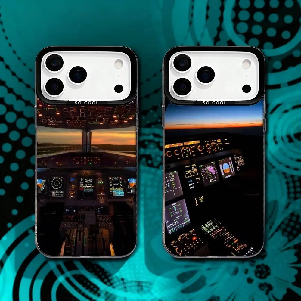 

Aeroplane Pilot Cockpit Phone Case For iPhone 17,16,15,14,13,12,X,8,Pro,Max,Plus,SE4,Air,Mini HD Black IMD Matte