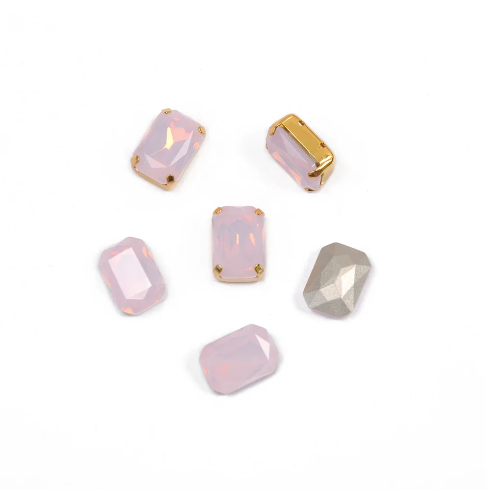 Rose Wasser Opal Achteck Strass Klaue Pointback Aufnäher Kristalle Für DIY Handwerk Kleid Tasche Dekorationen Nähen Zubehör – Detail 9