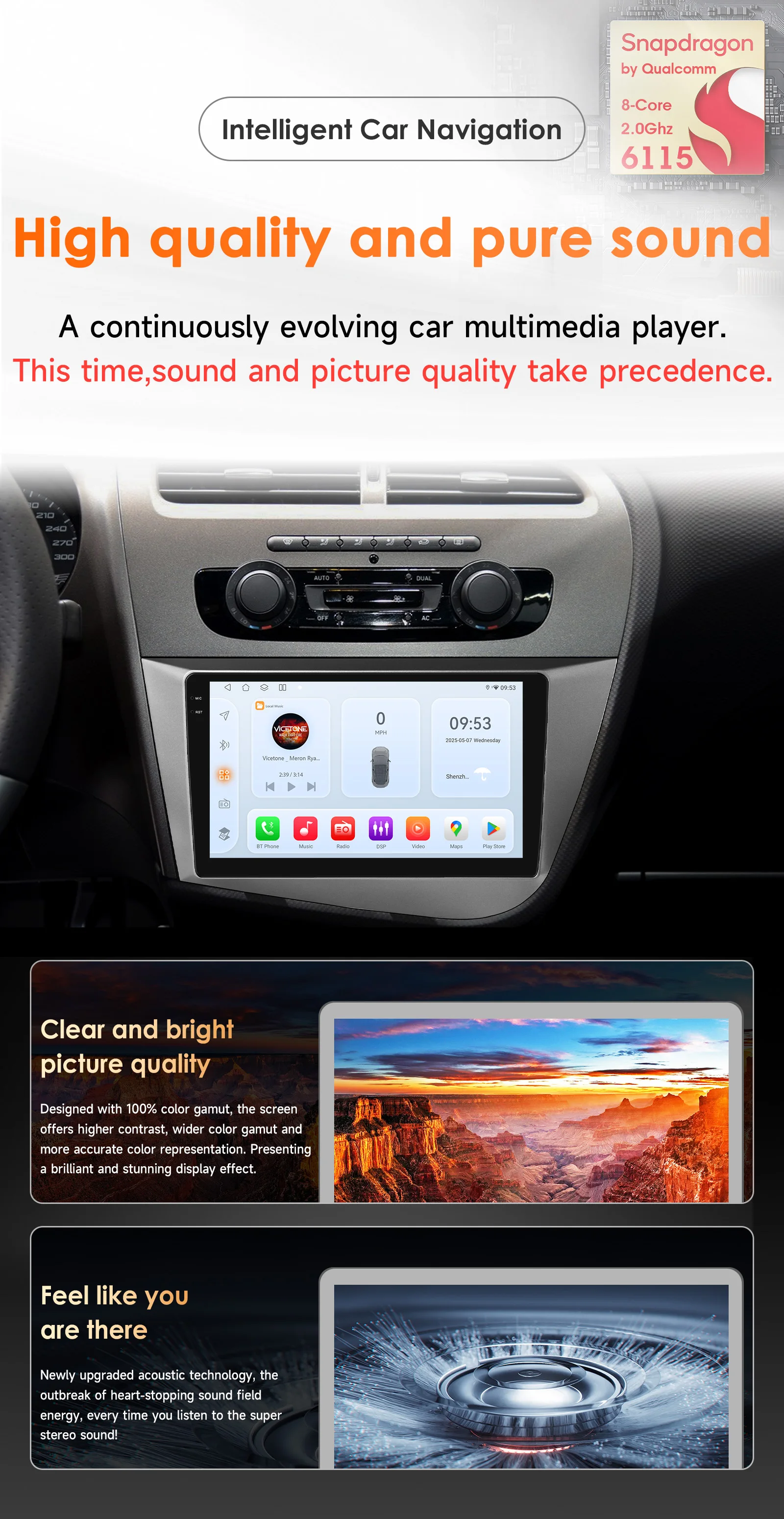 Hizpo 6115 AI Stimme Auto Radio Für Seat Leon 2 MK2 2005-2012 4G Multimedia GPS 2din Stereo drahtlose CarPlay Android Auto Navi – Detail 4