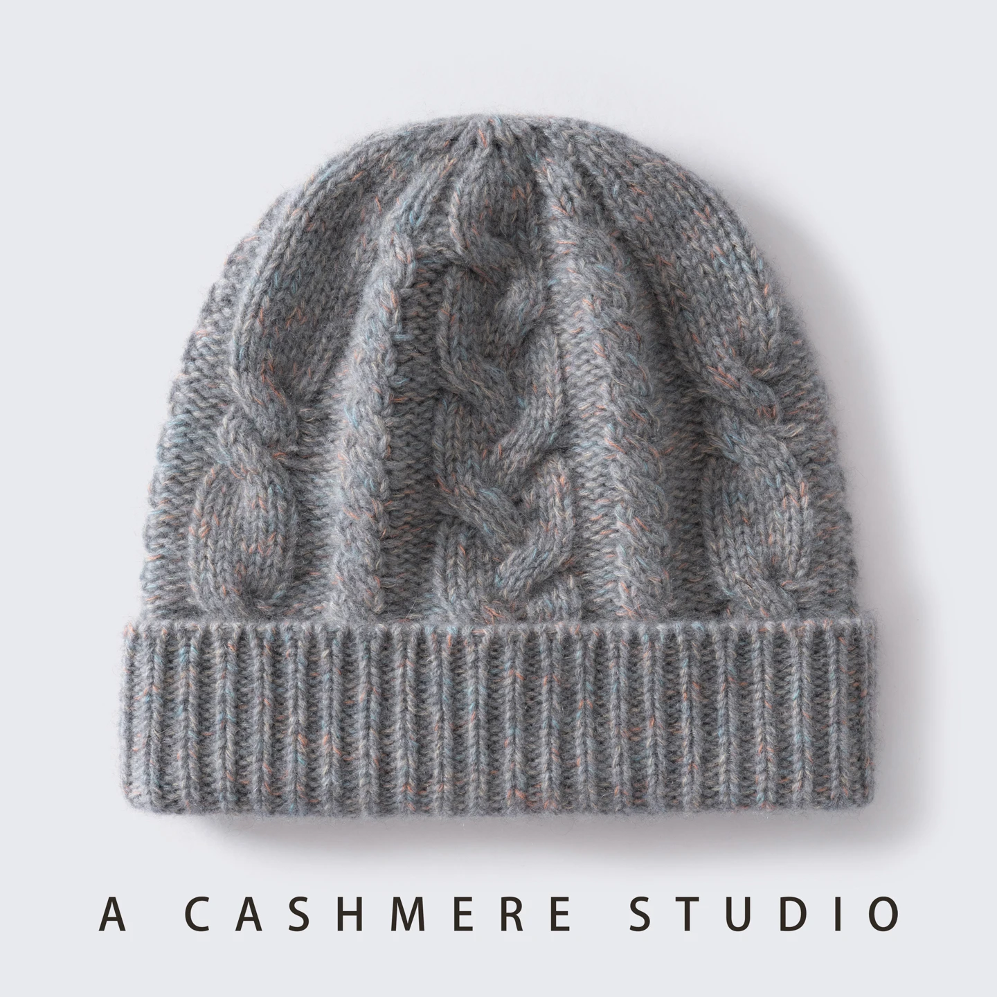 100%Cashmere Hat For Women Winter New Thickened Fashion Speckled Yarn Twisted Knitted Beanies Hats Casual Outdoor Soft Warm Caps