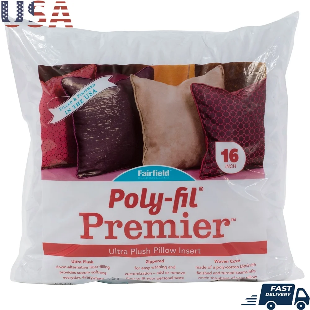 

16x16 Square Pillow Insert Polyester Fiberfill Soft Supportive Cushion Home Bedroom Kids Room Outdoor Use