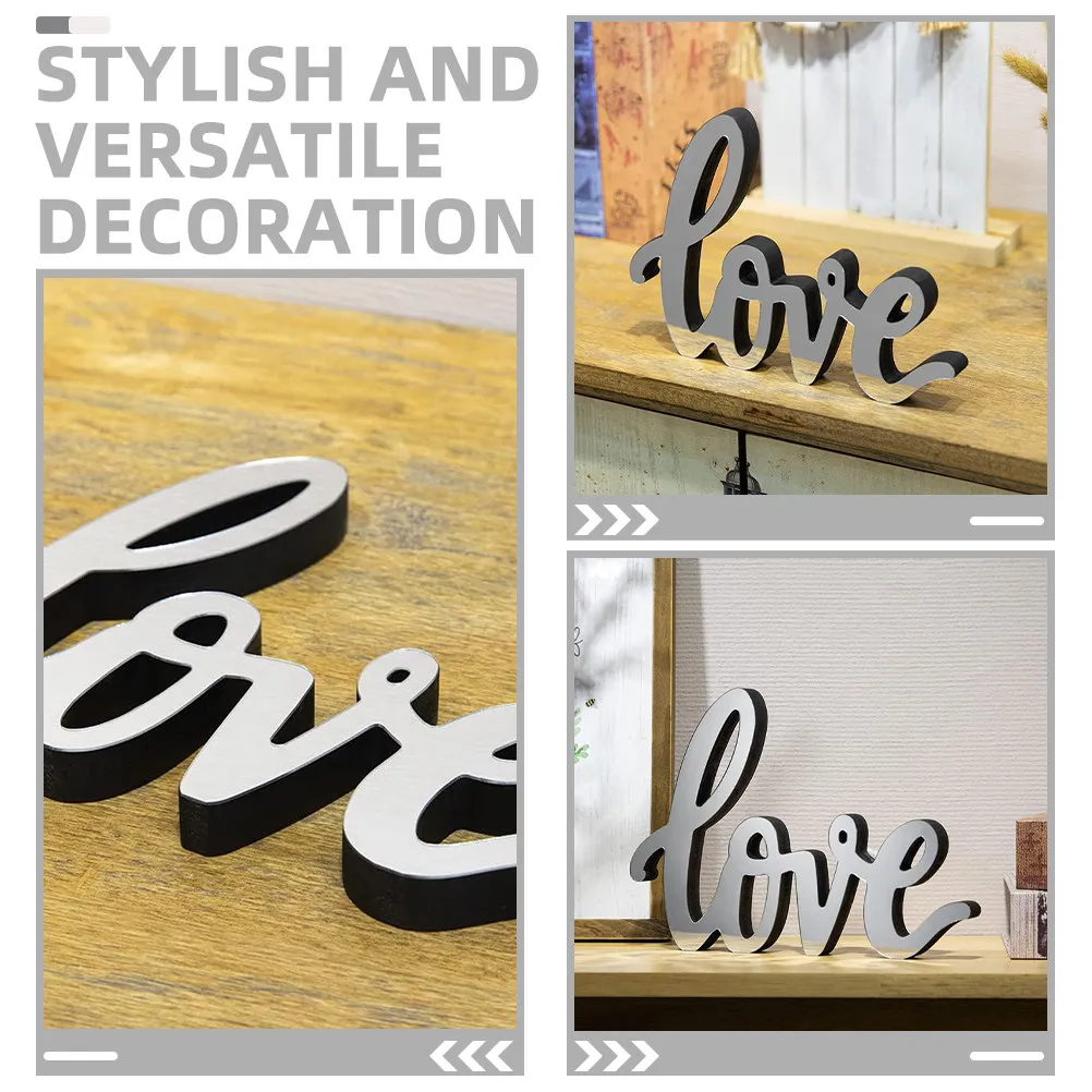 Letter Desk Ornament Love Acrylic Plaque Mirror Surface Finish Elegant Portable Decor for Office Home Study Simple Artistic