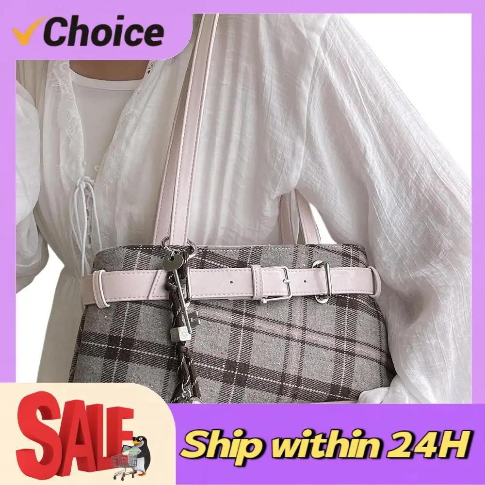 

New Fashion Women's Handbag Vintage Plaid Shoulder Bag with Premium Texture for Everyday Styling Small Tote Bag for Daily Carry