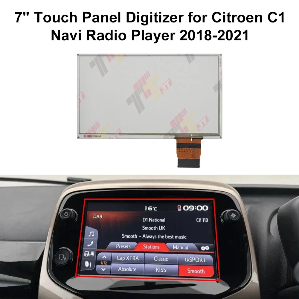 7-Zoll-Touchscreen-Digitizer für das Dashboard des Toyota Aygo und Citroen C1 Navi-Radioplayer – Detail 3