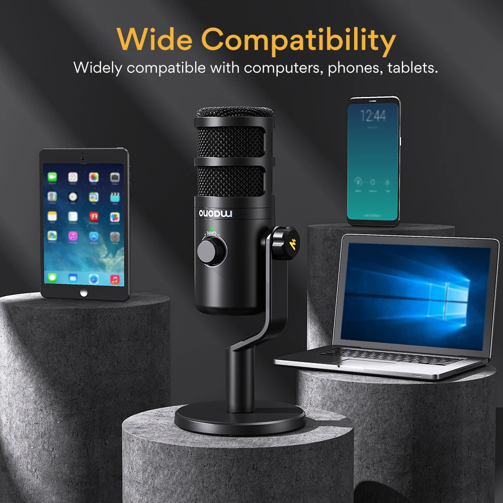 MAONO PD100U Dynamic USB Microphone With Type-c Connector For Phone Compute Metall Mic For Recording Streaming Gaming