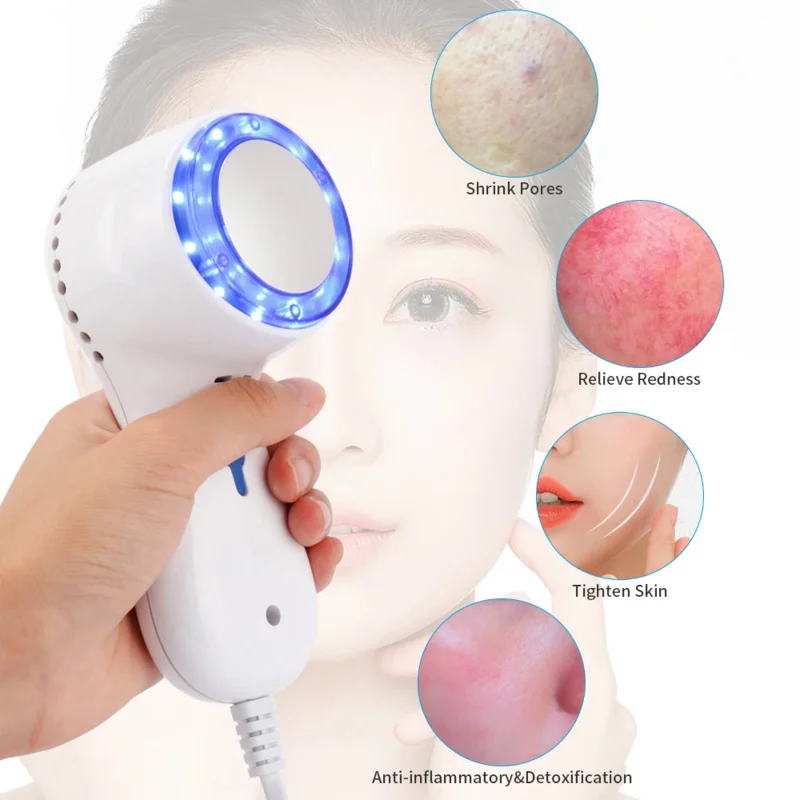 Cold Hammer Blue Light Facial Skin Lifting Tighten Ice Healing Beauty Machine Led Rejuvenation Massager