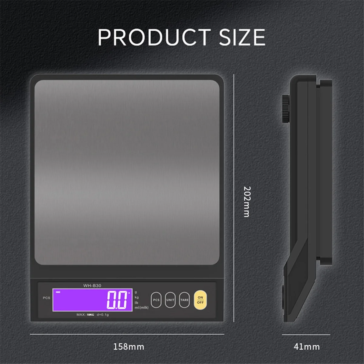 Il nuovo strumento di cottura per pesatura di misurazione multifunzione in acciaio inossidabile da cucina elettronico digitale da 10 kg/0,1 g con display LCD