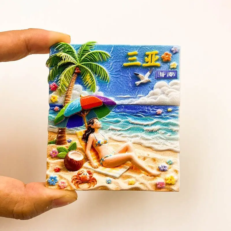 Hainan Sanya Beach Beauty Refrigerator Magnet Travel Souvenir Popular Decoration Resin 3D Souvenir
