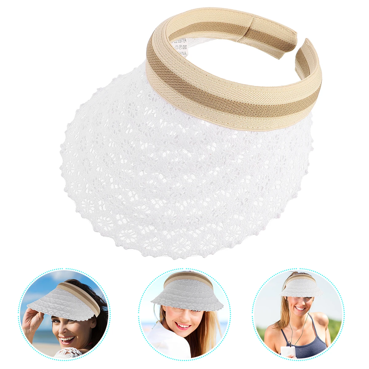 

Japanese Style Women Sunscreen Hats Brim Caps Fashion Lace Block Wide Beach Vacation Outdoor Striped Sweat B Sun Protection Hat