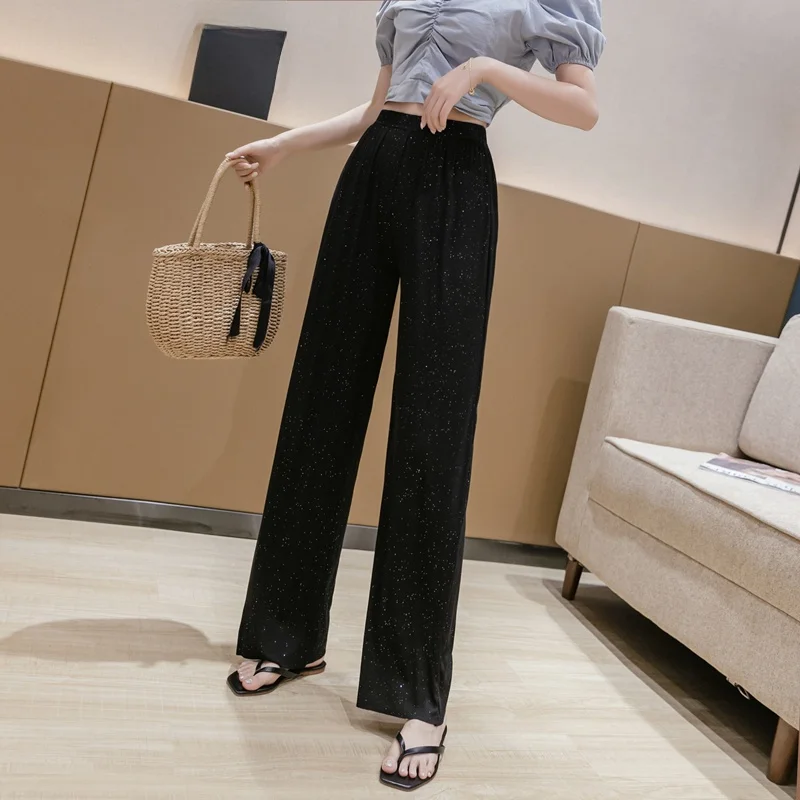 

Женские летние модные брюки Bla с высокой талией, свободные, прямые, широкие, из модала, длиной в пол, с эффектом стройности