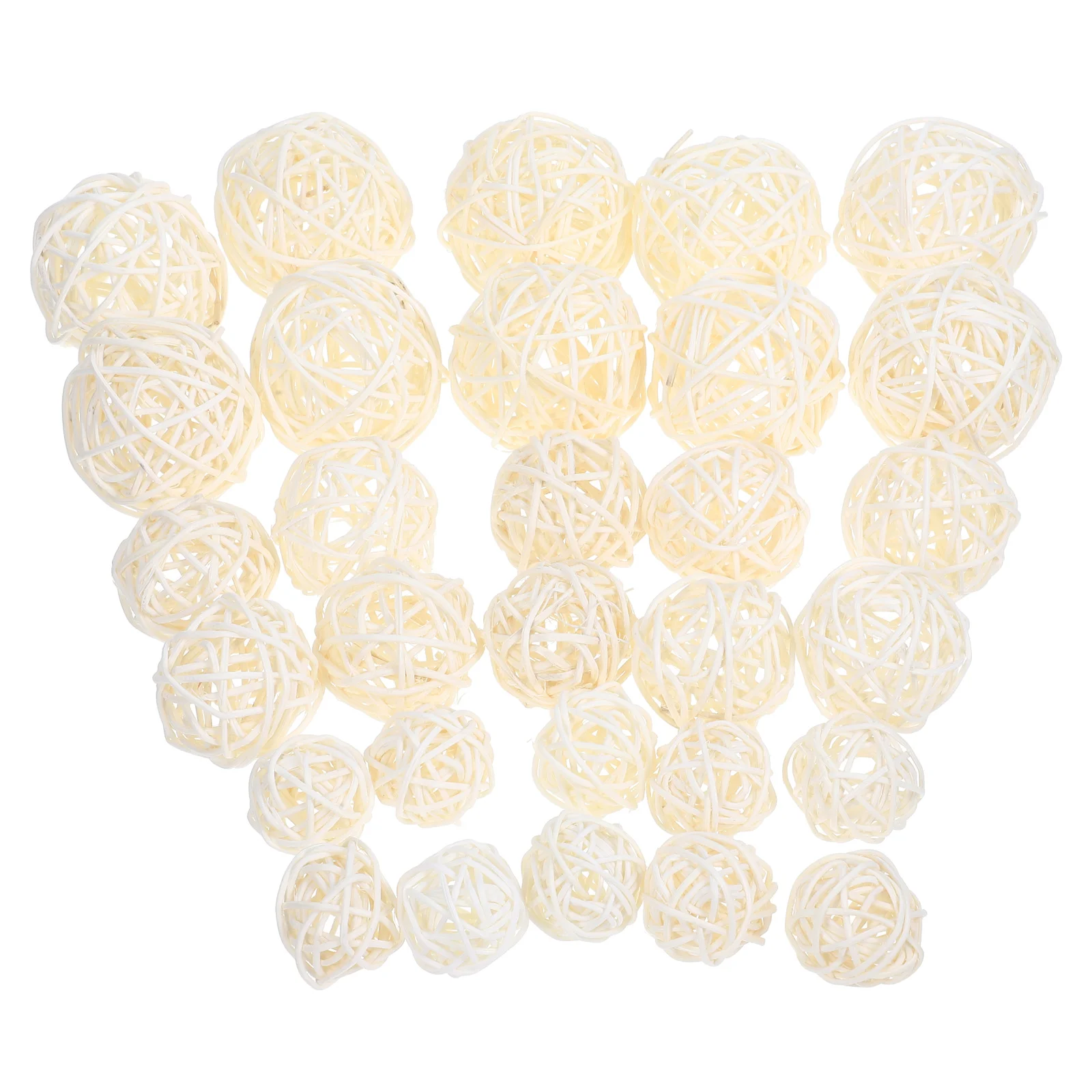 30 Pcs White Rattan Balls Set 3 5cm Party Decor Craft Aromatherapy Garden Window Shelf Christmas New Year Birthday Wedding