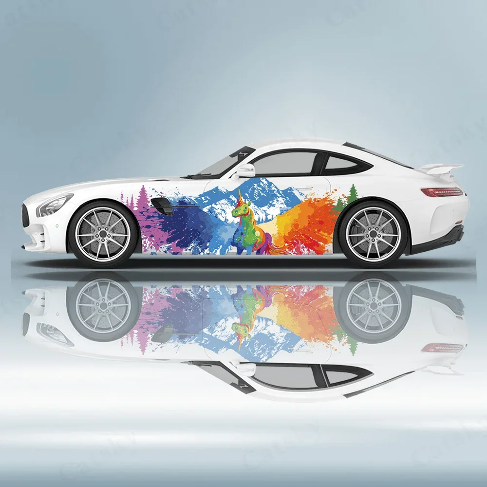 

Colorful Winged Unicorn Car Vinyl Wrap Decal Self-adhesive Anti Scratch Sticker Suitable for Trucks SUV Decor Auto Accessories