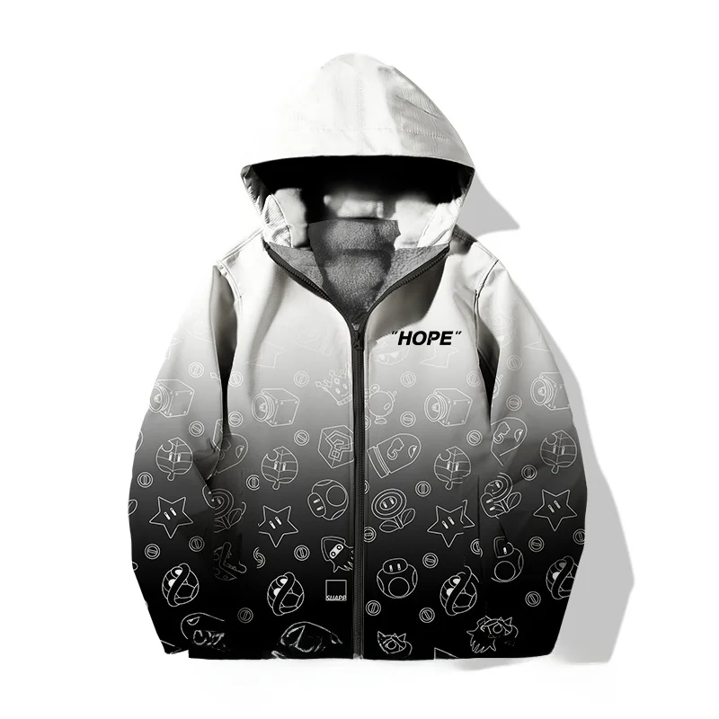 

Мужская тематическая толстовка с капюшоном на флисовой подкладке, осенне-зимняя, универсальная, теплая верхняя одежда, повседневная, модная, из полиэфирного волокна, с открытым передом.