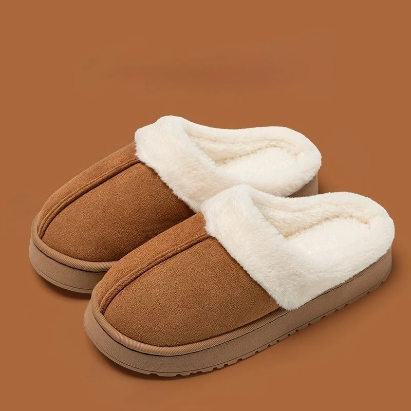 شباشب نسائية عصرية منفوشة للخريف والشتاء نعل سميك من مادة إي في إيه مضادة للانزلاق ودافئة للجنسين لفصل الشتاء