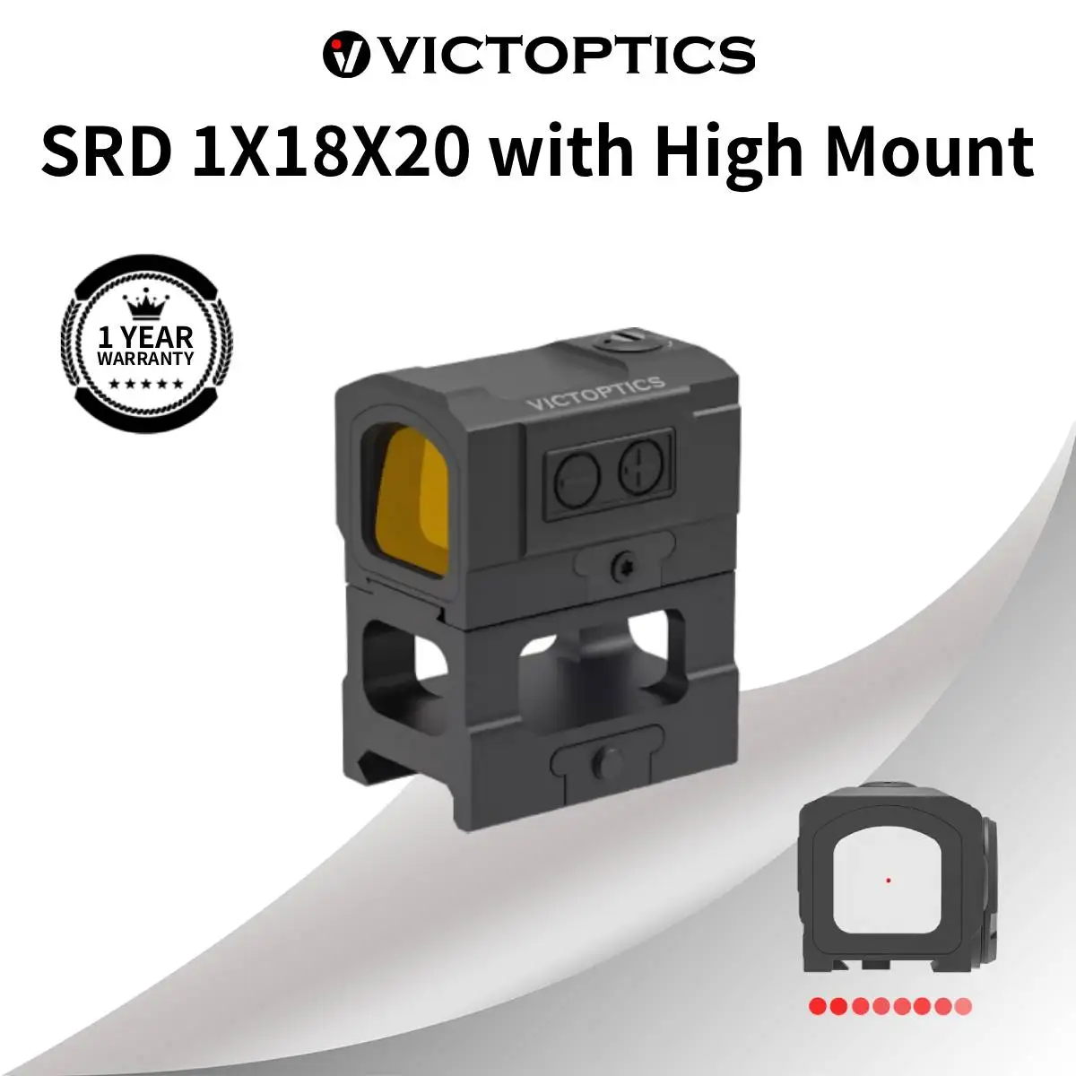 

VictOptics SRD 1x18x20 Red Dot Sight 4 Moa Dot 9-Level Illumination Motion Sensor with Riser Picatinny-Acro-Compatible