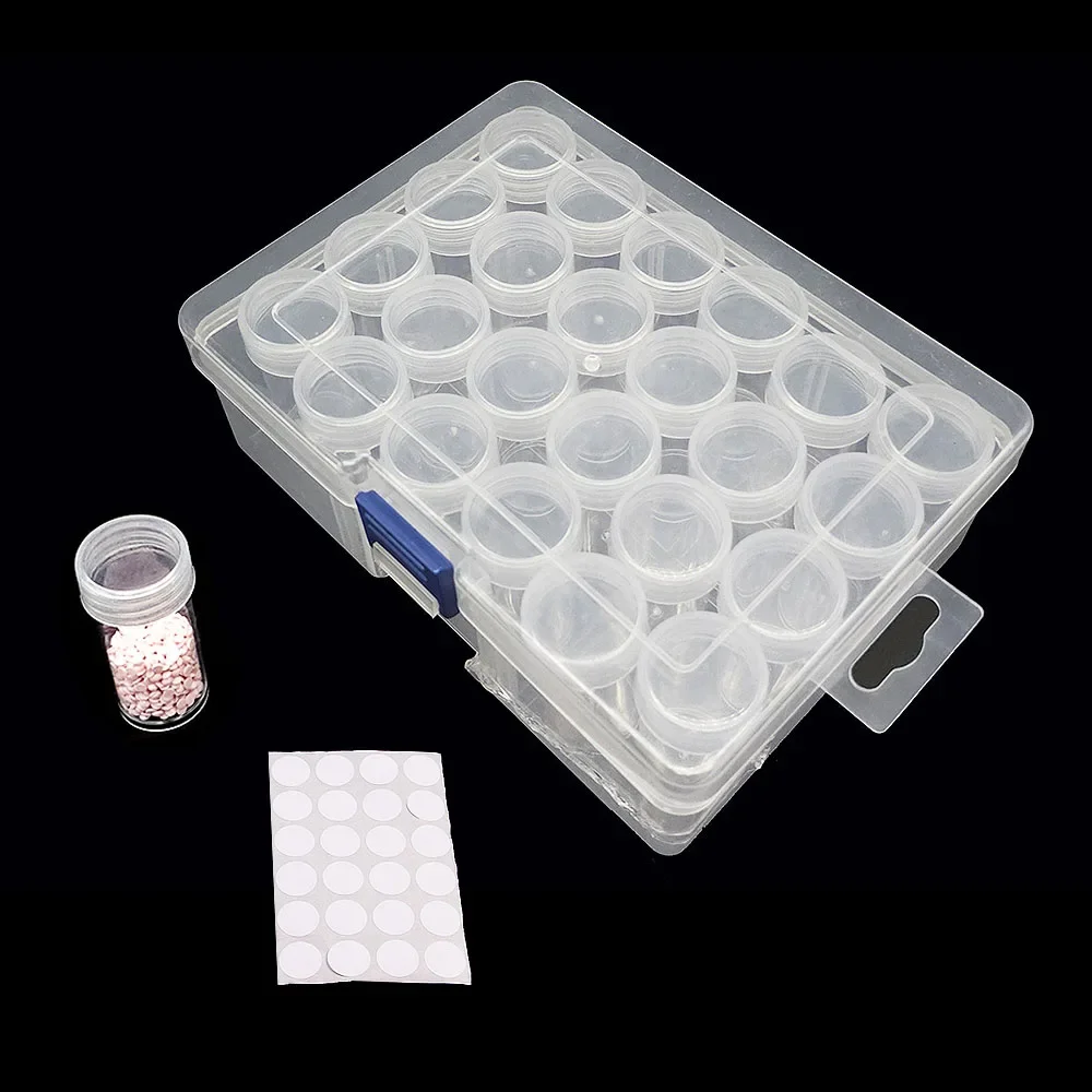Boîtes de rangement pour peinture diamantée (24/30/60 bouteilles), incluant des autocollants numérot