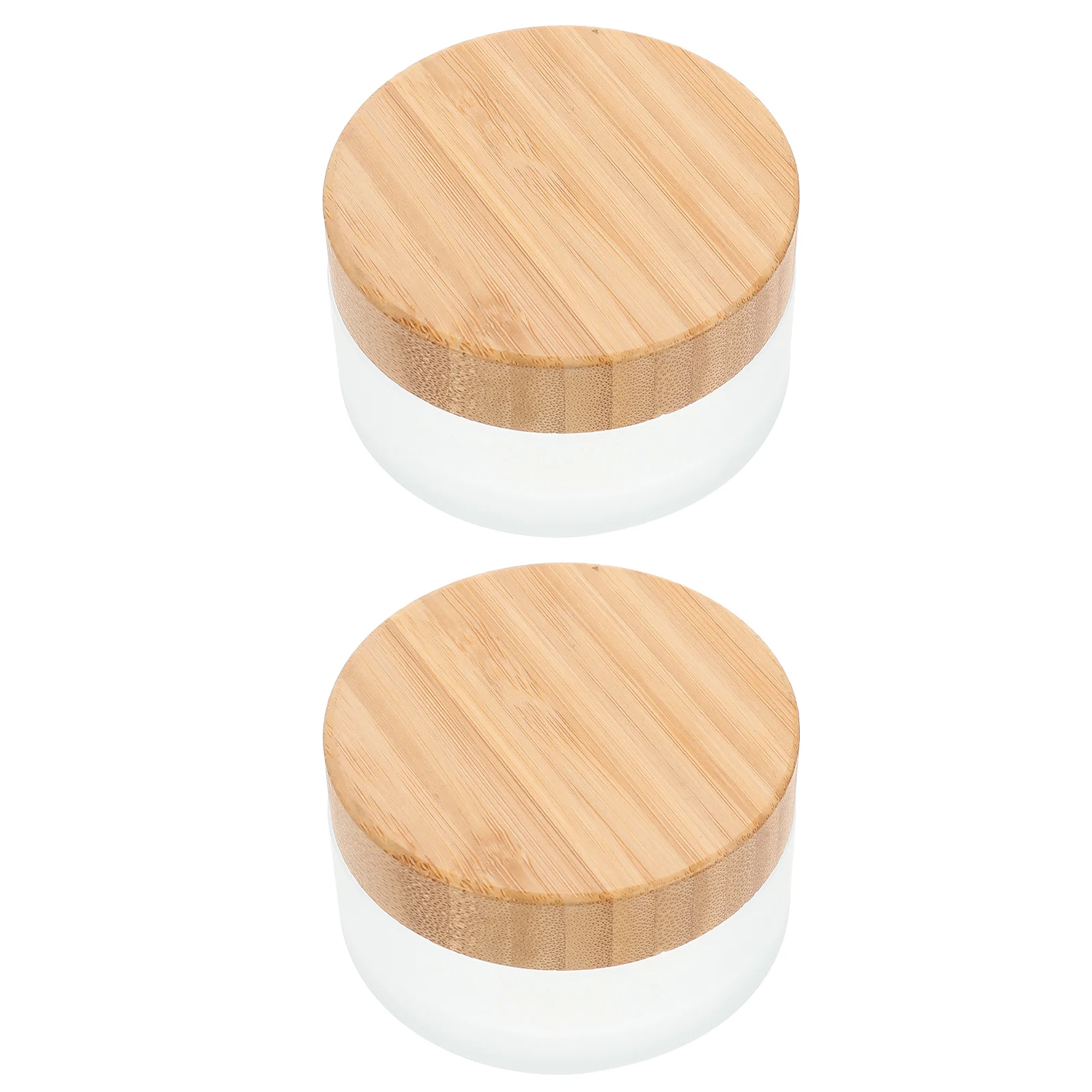 

2Pcs Bamboo Lid Frosted Glass Jars Compact Reusable Storage Face Cream Lip Balm Subdivision Bottle Skincare Tools