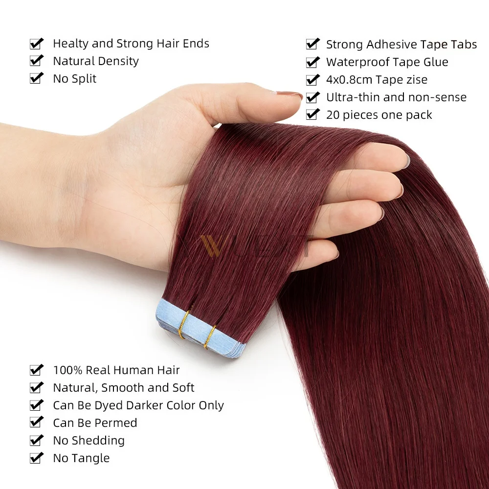 الشريط في وصلات الشعر شقراء شريط أسود في ملحقات سلس آلة ريمي شعر طبيعي مفرود ملحقات 20 قطعة/الحزمة #3