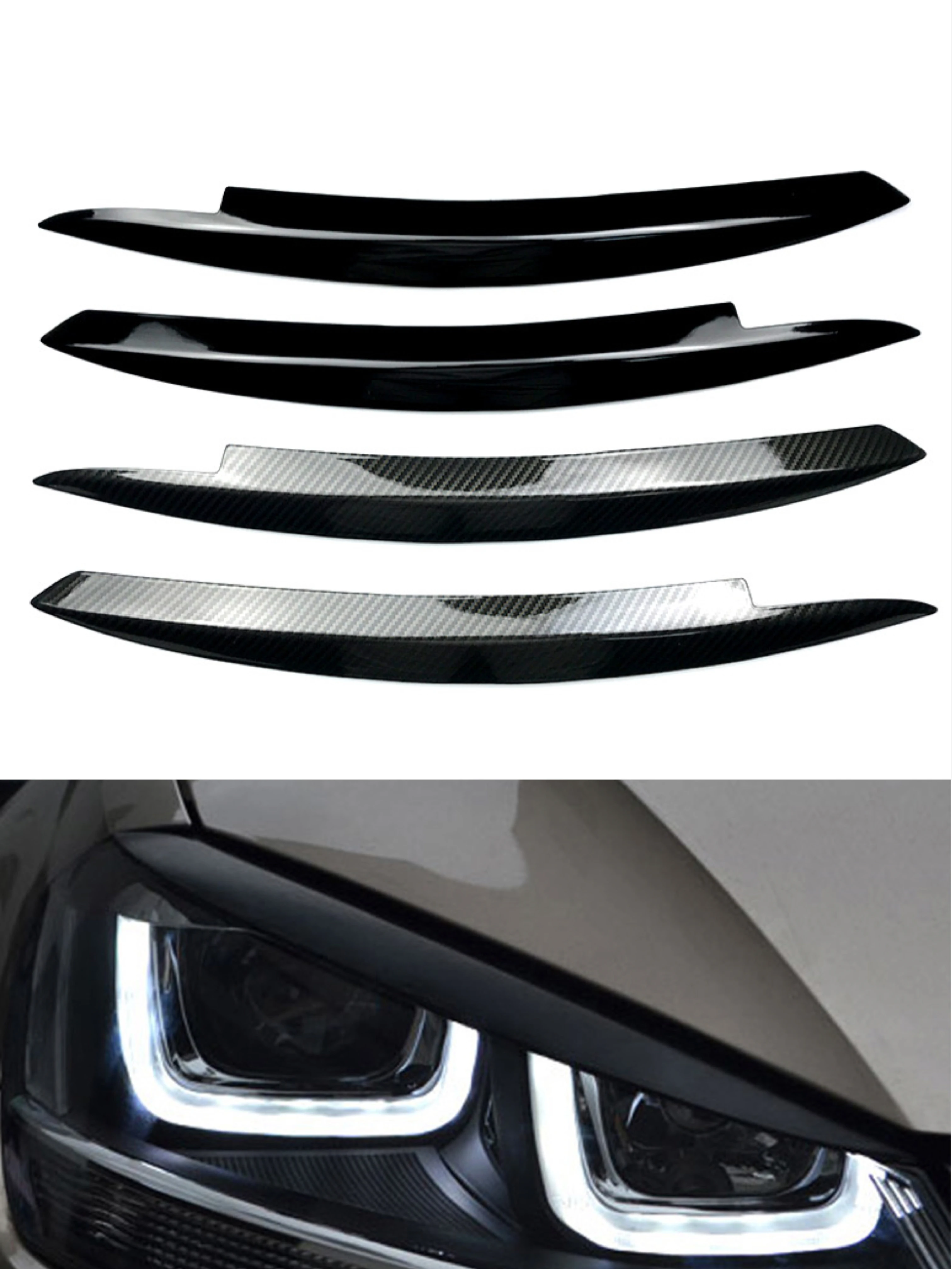 

For VW Golf 7 VII GTD R MK7 Car Headlight Eyebrow Eyelid Cover Trim 2013 2014 2015 2016 2017 2018 2019 2020 ABS Carbon Fiber