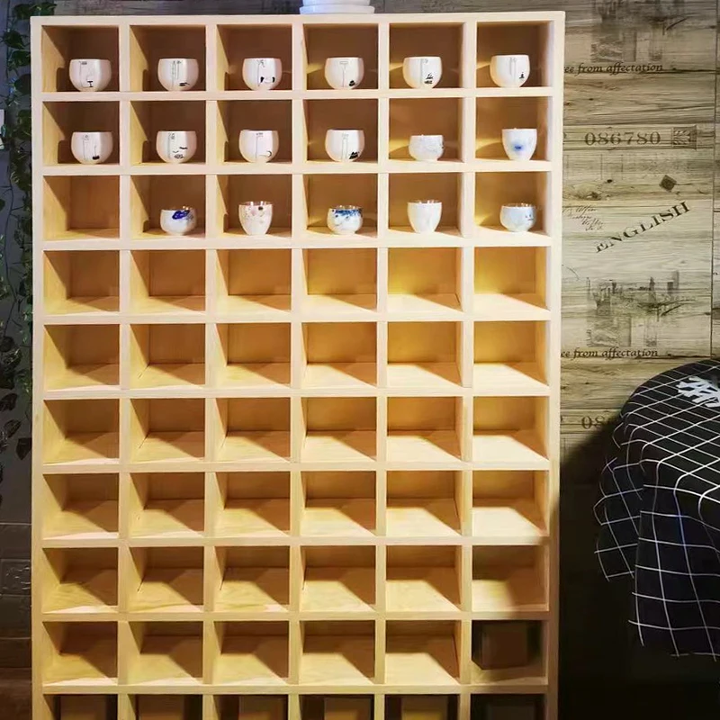 

Solid wood lattice frame, teapot display stand, wall shelf, Bogu frame, wall-mounted baffle storage rack, wall-mounted