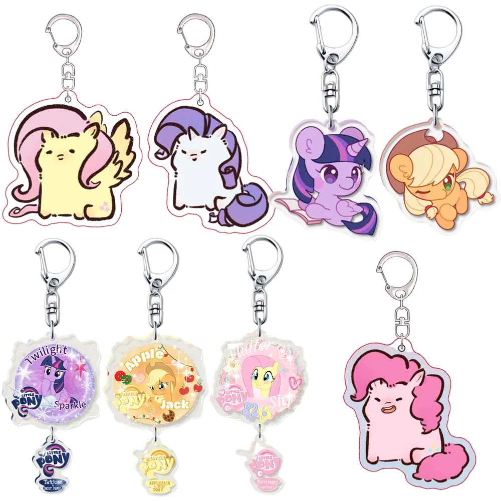 Cartoon Anime My Little Pony Pinkie Pie Fluttershy Twilight Sparkle Applejack ciondolo acrilico simpatico portachiavi decorazione regalo