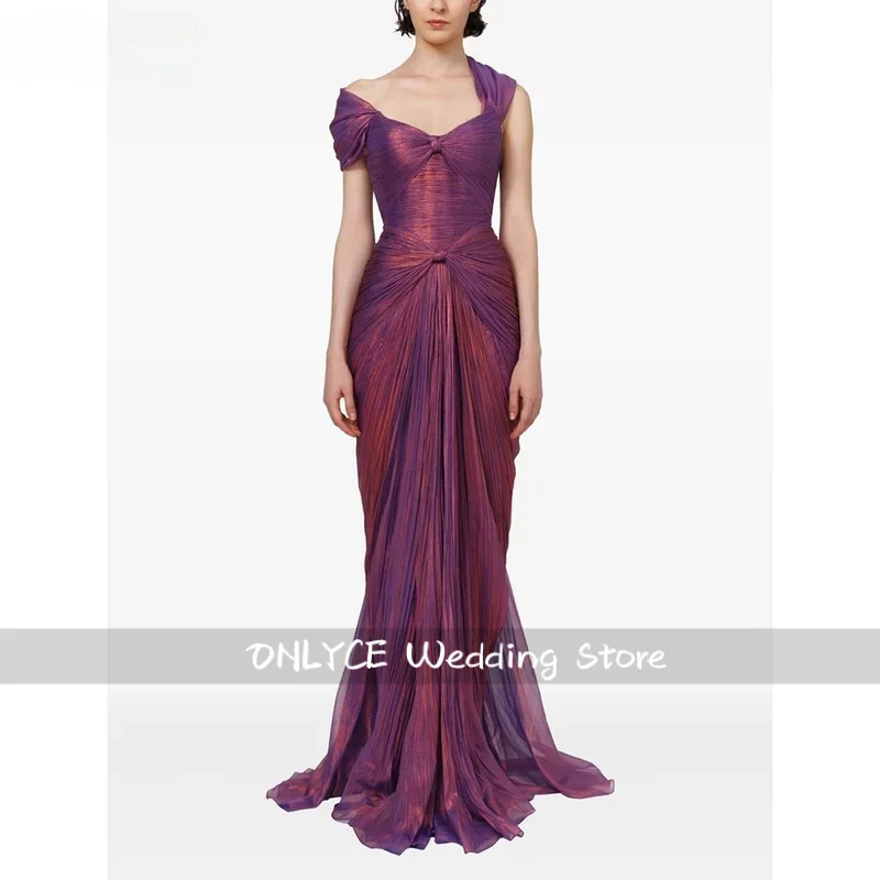 エレガントなマーメイド光沢のあるプリーツオフショルダードレスフォーマルパーティードレス女性用ロングシンプルなプロムドレスカスタマイズ