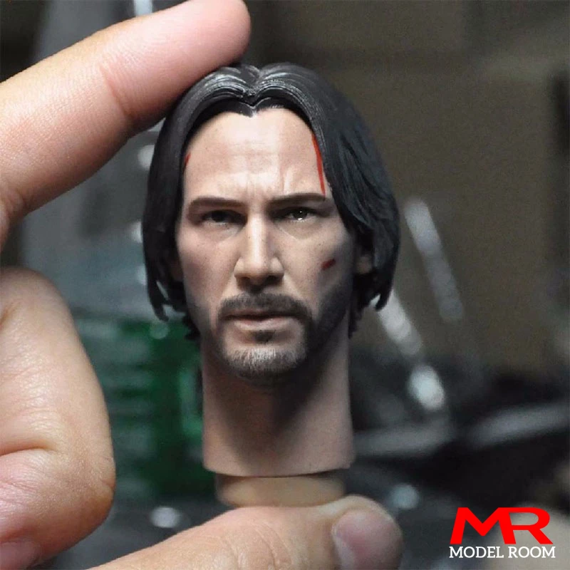 1/6 Keanu Reeves Head Sculpt Normal Injured Head Sculpt Carving Model Fit 12'' Male Soldier Action Figure Body Dolls