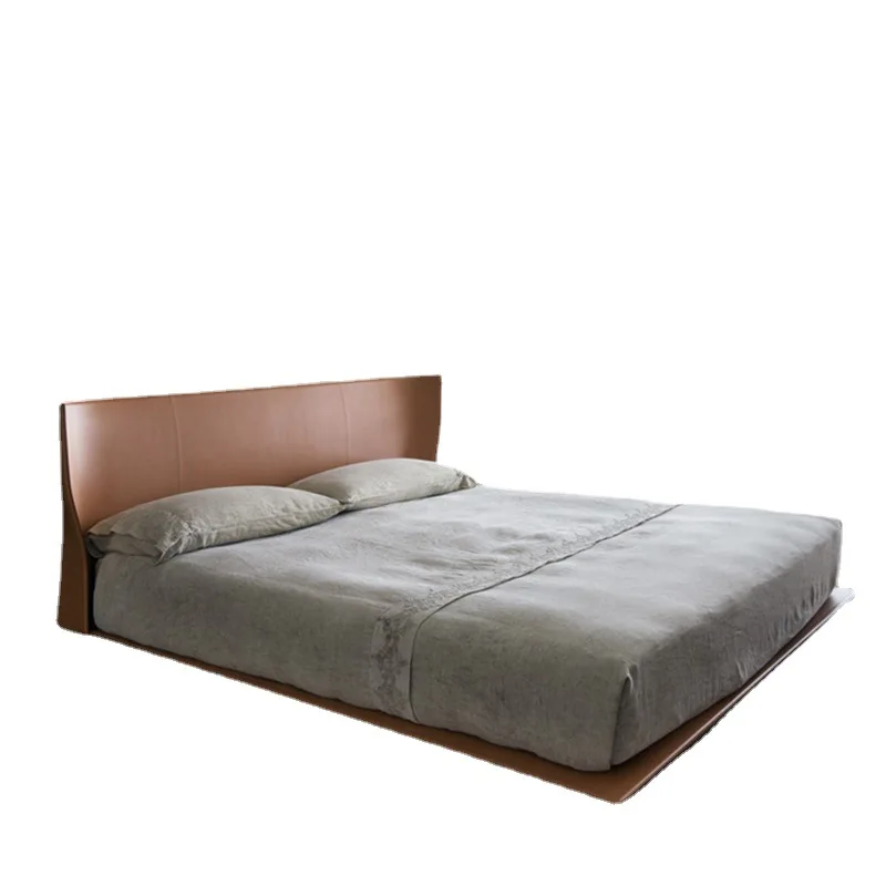

Double leather bed saddle leather bed light luxury simple modern leather art 1.8m soft bag master bedroom wedding bed