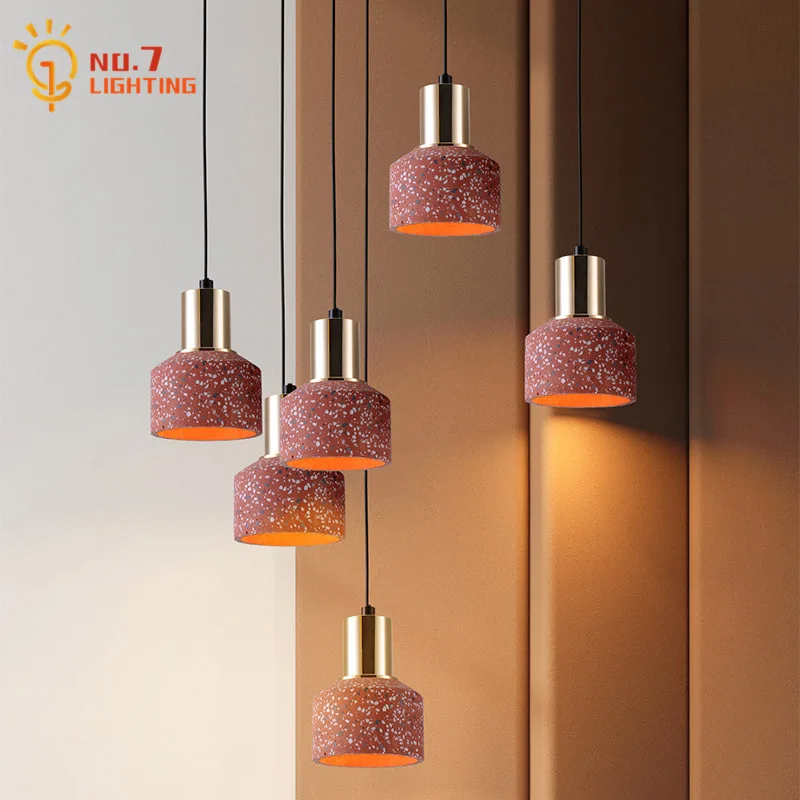 

Terrazzo Cement Concrete Pendant Lights Led E27 Modern Simple Furniture Dining/living Room Decor Loft Salon Household Bedroom