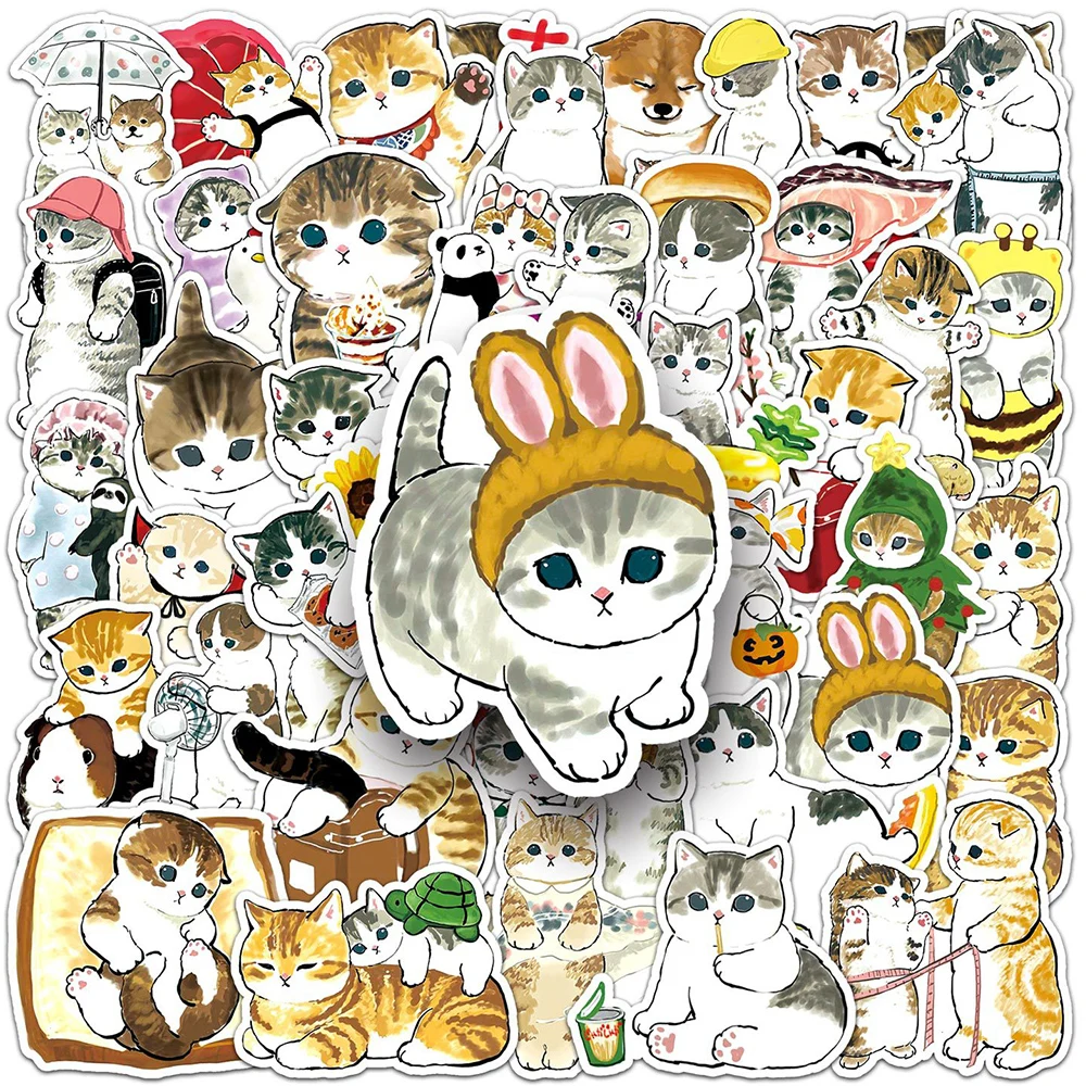 10/30/50 adet Kawaii karikatür kedi estetik çıkartmalar dekorasyon DIY dizüstü telefon dizüstü bavul kırtasiye Sticker çocuklar için oyuncaklar