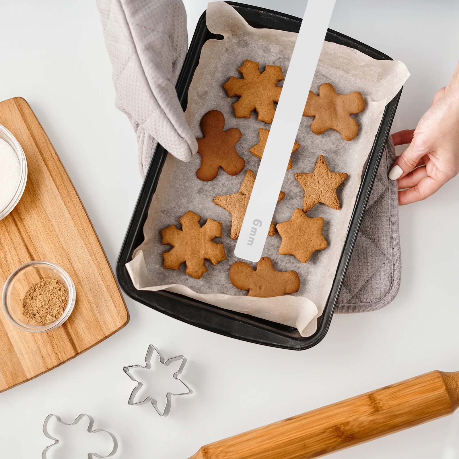 

Biscuit Leveling Ruler Acrylic Dough Thickness Measuring Tool Rolling Pin Guide For Baking Uniform Cookies Snack Pastry