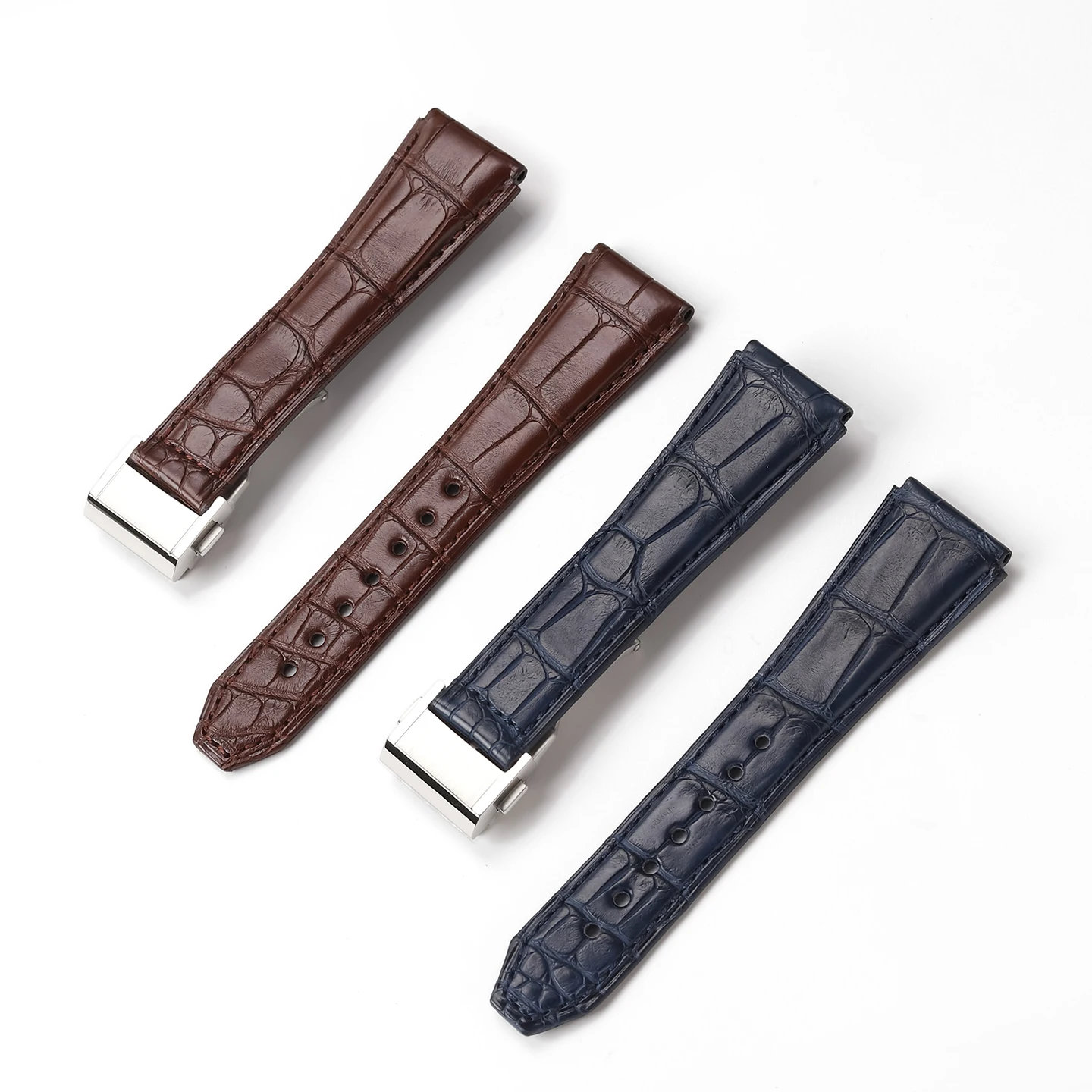 22mm Replacement Alligator Leather Strap for Zenith DEFY Series,Genuine Crocodile Skin Band with Deployant Clasp