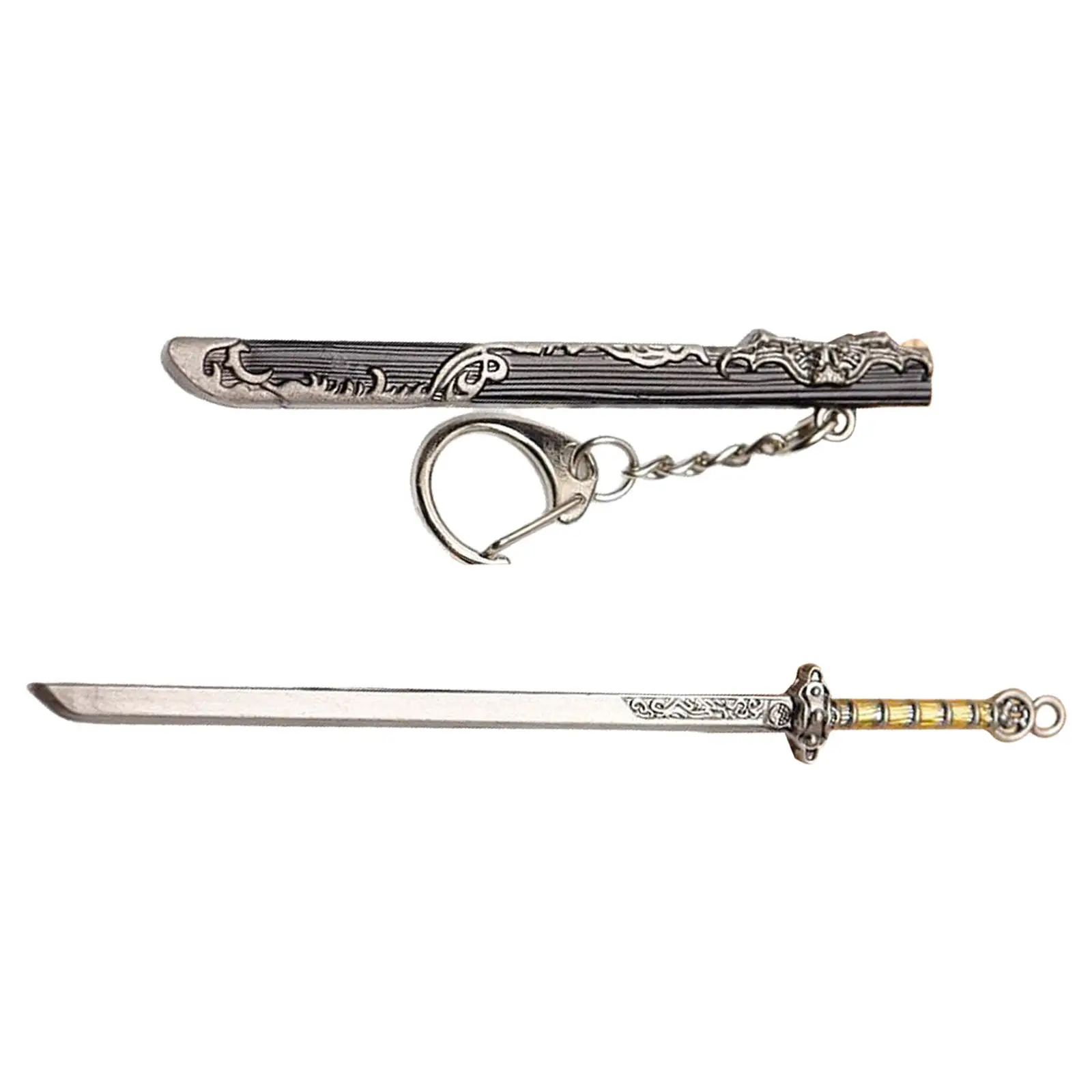 5Pcs Sword Bookmark Miniature Metal Katana 12Cm with Scabbard Pocket Size Keychain for Readers Metal Sword Bookmark