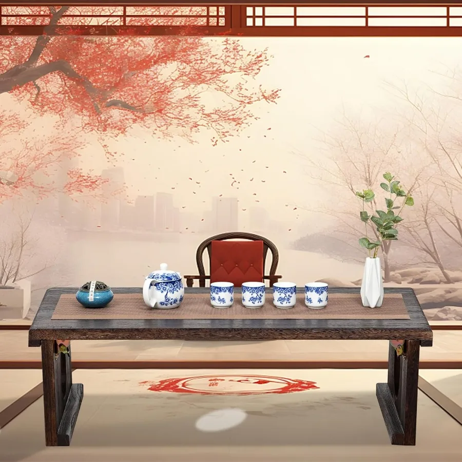 Foldable Japanese Coffee TableFolding Japanese Floor Tabletural Brown Coffee Table Minimalist Tatami Table Suitable for Living