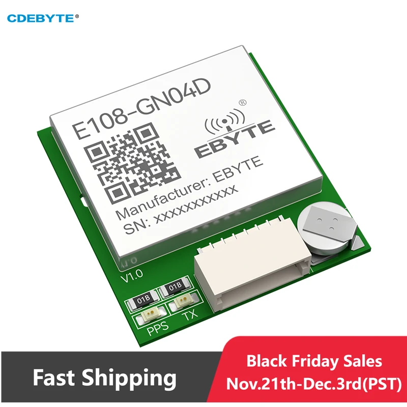 

Многорежимный модуль спутникового позиционирования Модуль GNSS Поддержка BDS/GPS/GLONASS/GALILEO GNSS CDEBYTE E108-GN04D Керамическая антенна UART