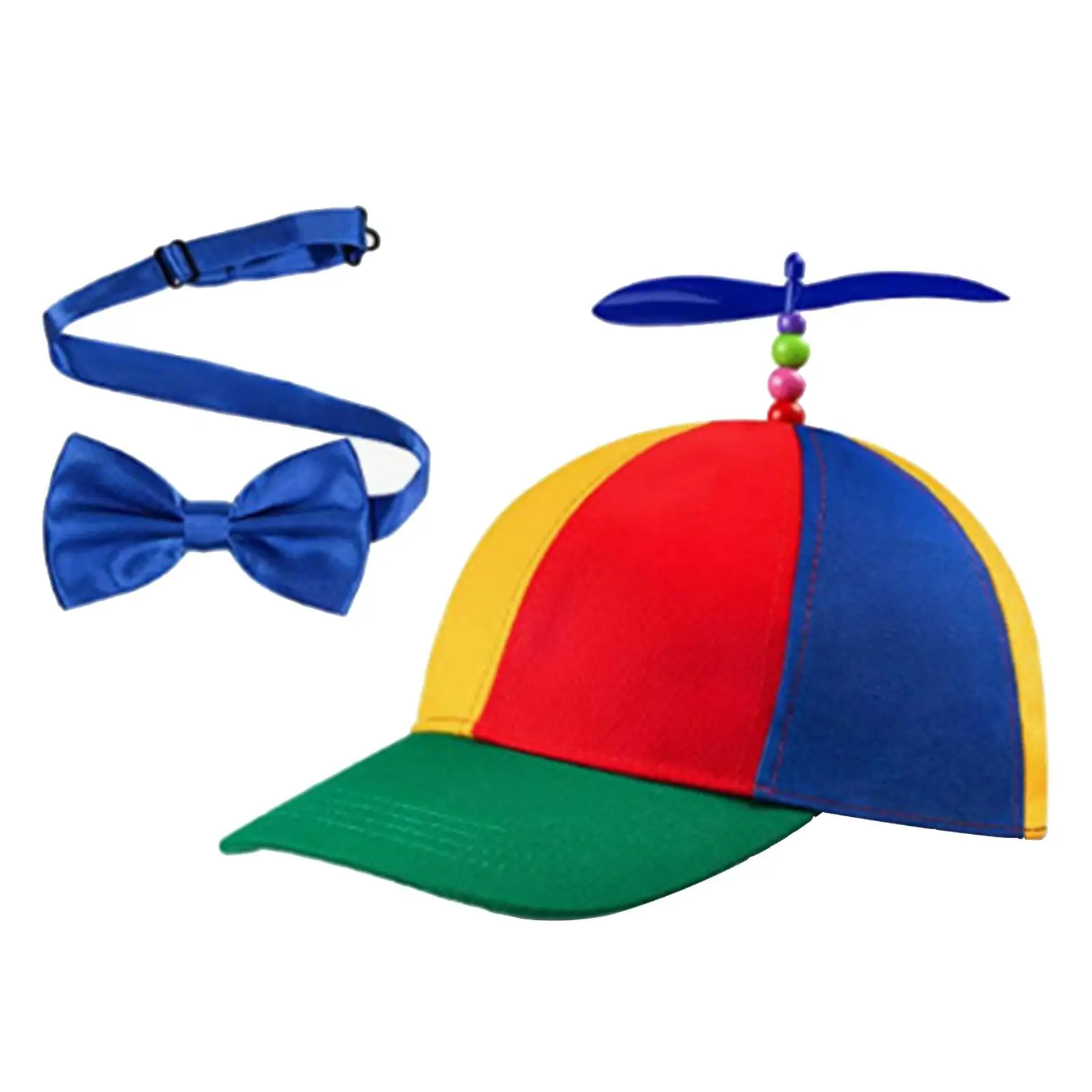 Propeller Ball Hat Party Hat Breathable Multicolor Rainbow Top Hat Helicopter Caps for Casual Camping Sports Travel Children