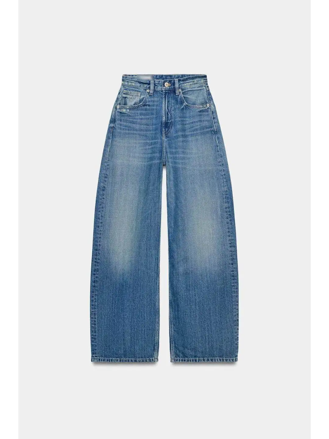 High Waist Wide Leg Straight Leg Jeans Spring Early Wash Effect Pocket Denim Cleanfit Style for Women Loose Fit All Seasons