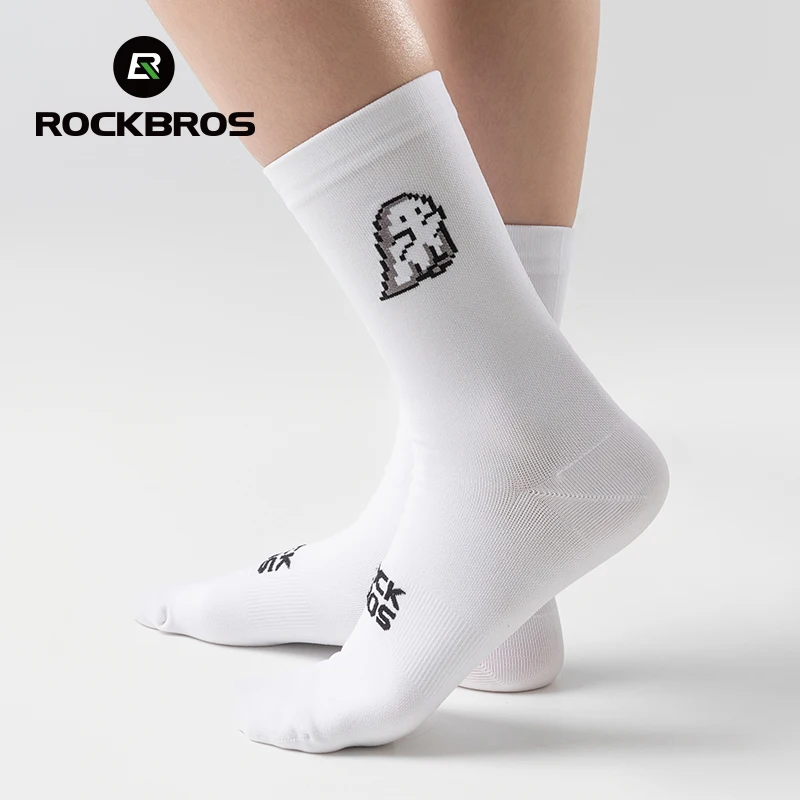 ROCKBROS Cycling Socks Breathable Sweat-wicking High Elastic Soft Knee-high Socks Men Women Outdoor Sports Jogging Cycling Socks