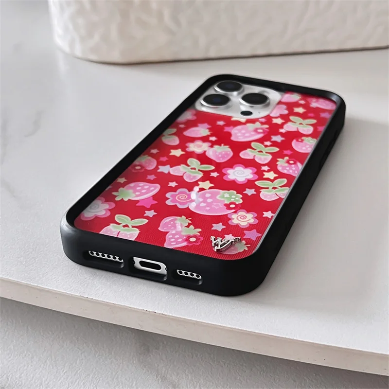 Wildflower Cute Cartoon Fruit Strawberry Phone Case For iPhone 12 13 14 15 16 17 Pro Max Plus WF Lovely Cherry Protect Cover