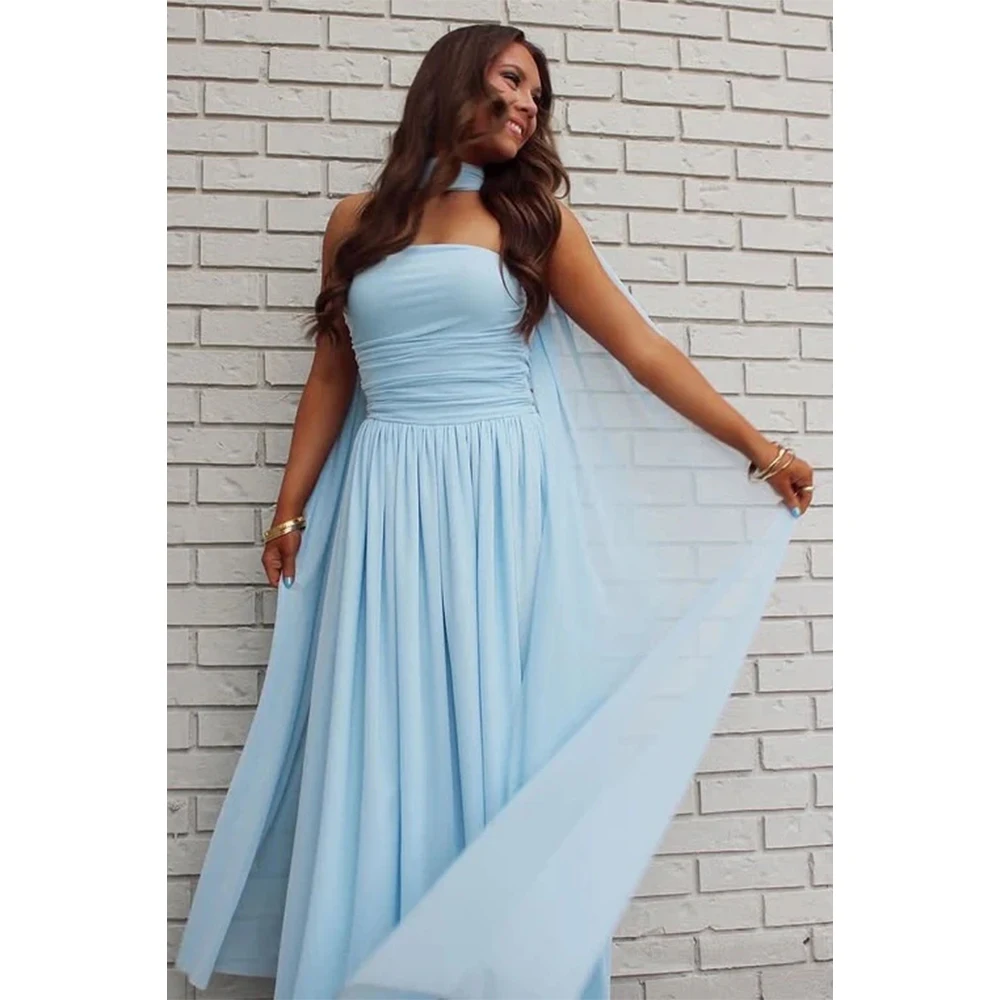 

Customized Baby Blue Weddings Party Dresses for Women Evening Dress for Special Occasions Chiffon Prom Gown Cocktail Dress