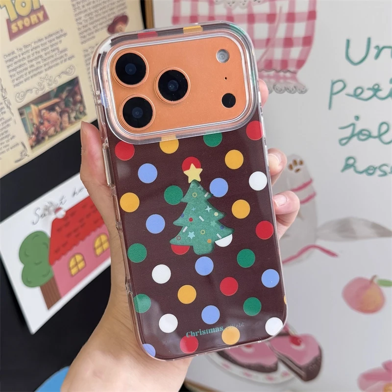 الكورية العصرية المتخصصة INS البني البولكا نقطة شجرة عيد الميلاد جراب هاتف آيفون 17 برو ماكس الهواء 16 15 14 13 12 11 برو XS ماكس زائد غطاء
