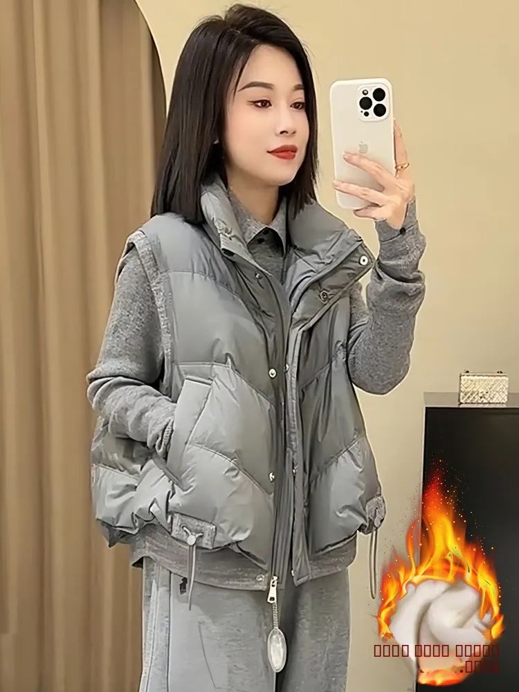 

Thiened Fce Хлопковые брюки с высокой талией и широкими штанинами, комплект футболок с застежкой-молнией, женская повседневная спортивная одежда