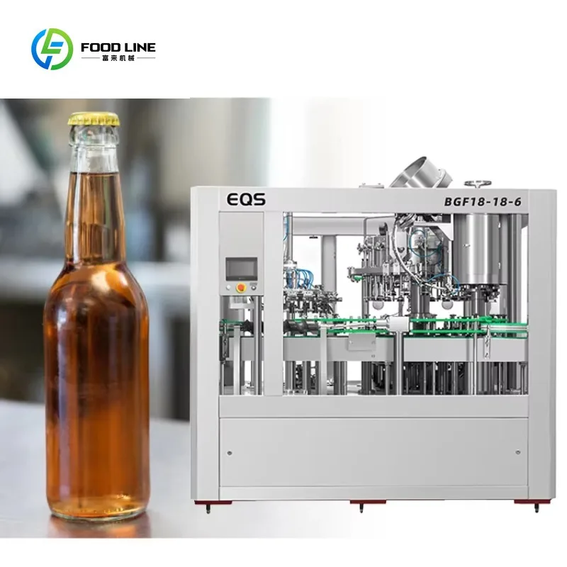 Automatic Stainless Steel Mono Block Craft Beer Glass Bottle Filling Capping Machine PLC Control Complete Production Line Plant