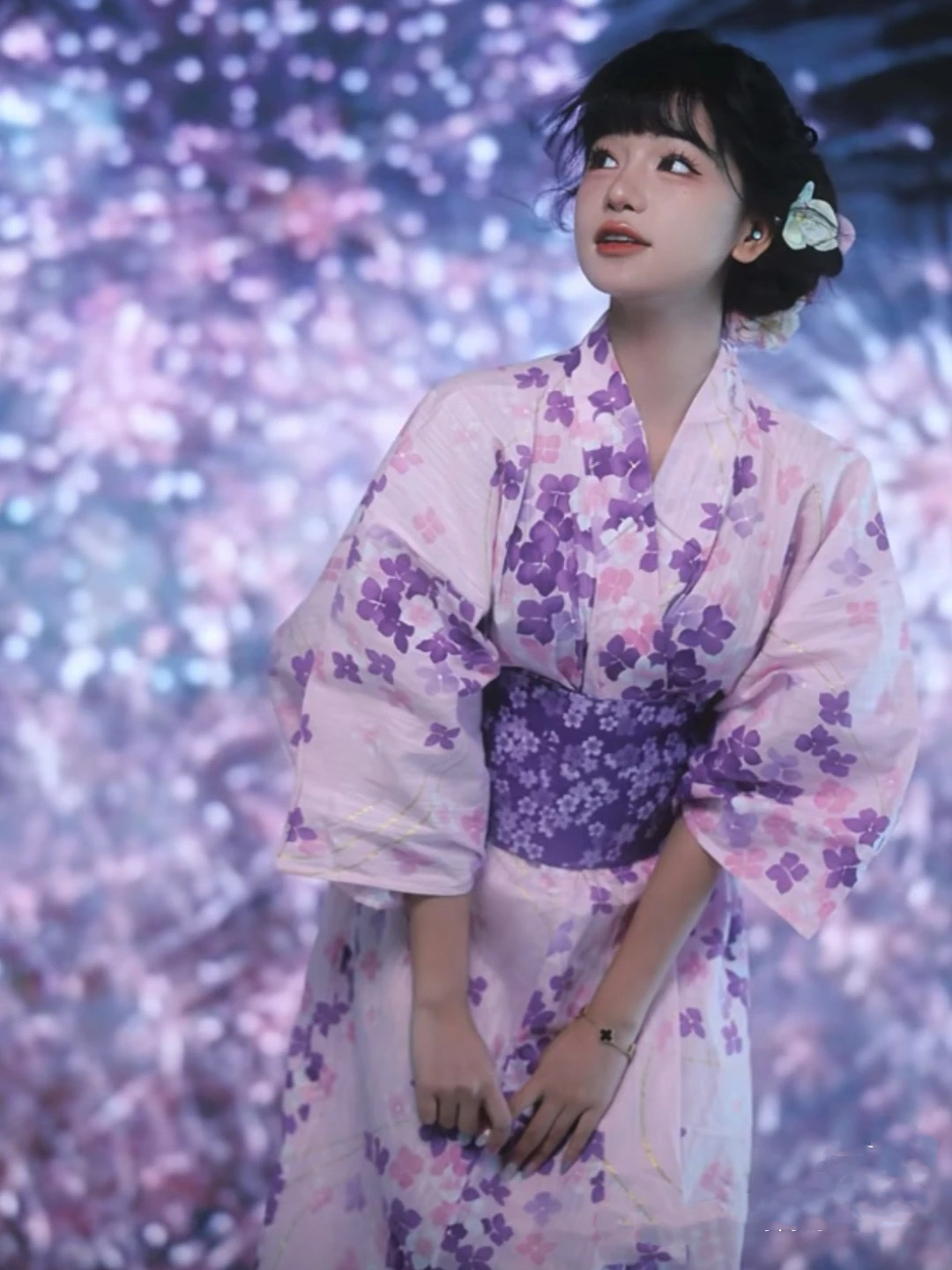 Traditional Sakura Kimono Two-Piece Separate Pure Cotton Fabric Hot Stamping Summer 2025 Women's Ethnic Clothing