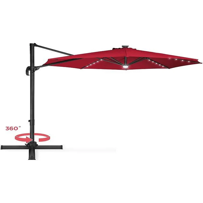 

Good Quality Aluminum Dia.3M Round Outdoor Solar Led Rome Parasol Patio Umbrella With Adjustable Turning Base
