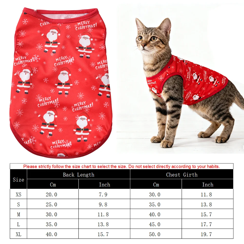 Weihnachts-Haustierkostüm für kleine und mittelgroße Hunde, Katzen, süßer Weihnachtsmann, Katzenkleidung, lustige Party-Anzieh-Katzen-Overall, Sphynx-Bekleidung – Detail 8
