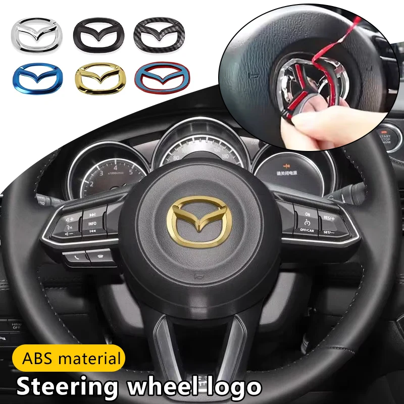 Carro abs volante do carro centro emblema adesivo interior do automóvel para mazda velocidade ms 3 5 6 axela atenza CX-3 cx4 cx5 cx8 cx7 mp rx